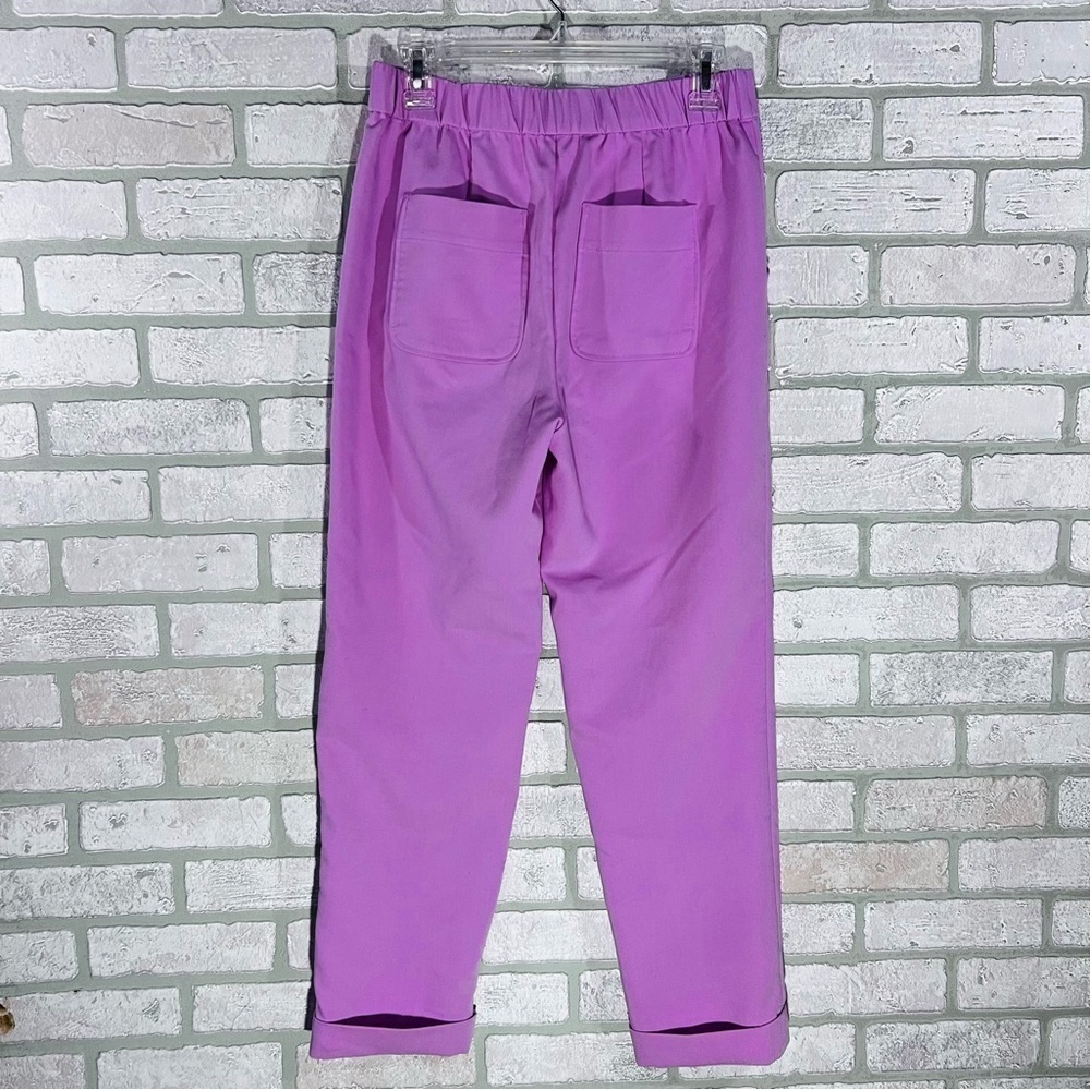 Maeve by Anthropologie Pintuck Tapered High Rise Cuffed Trousers in Lilac Size 4 - Picture 5 of 9